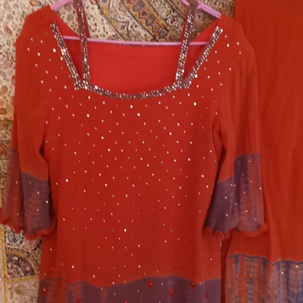Rust And Purple Tye Dyed Tunic  M - Picture 2 of 9